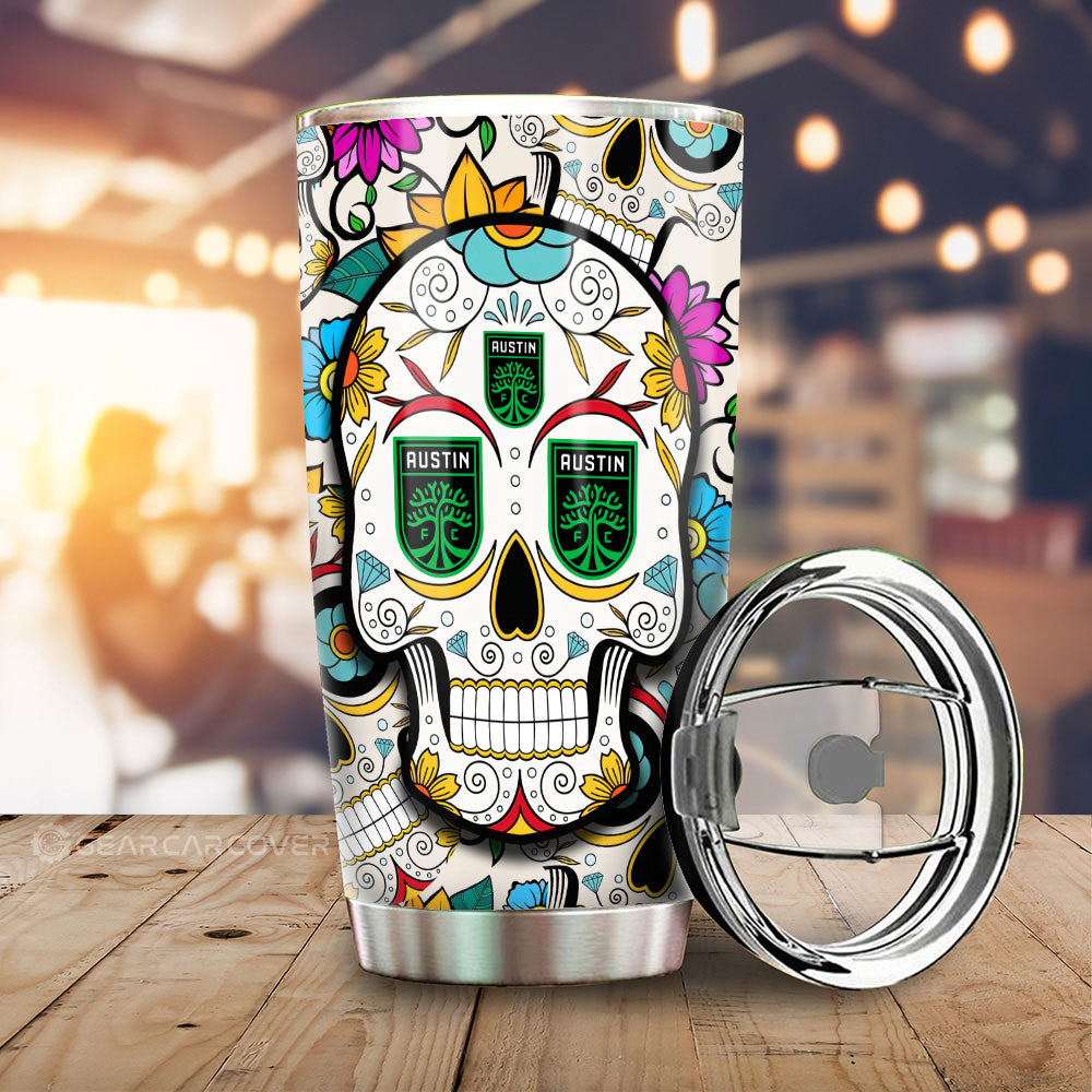 Austin FC Tumbler Cup Custom Sugar Skull Car Accessories