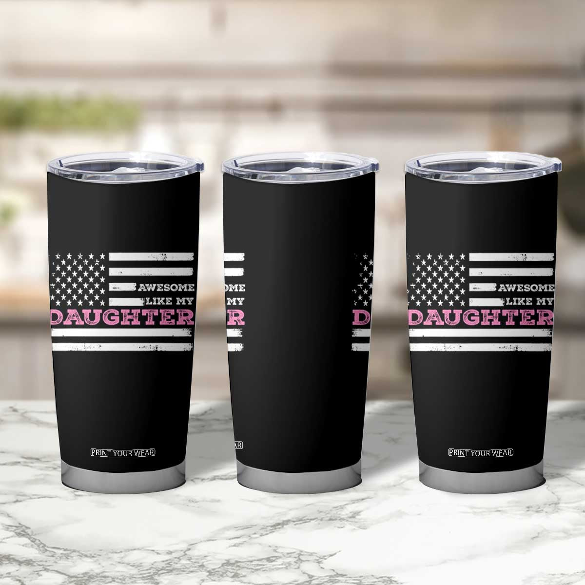 Awesome Like My Daughter Tumbler Cup Girl Dad Father's Day American Flag TS10