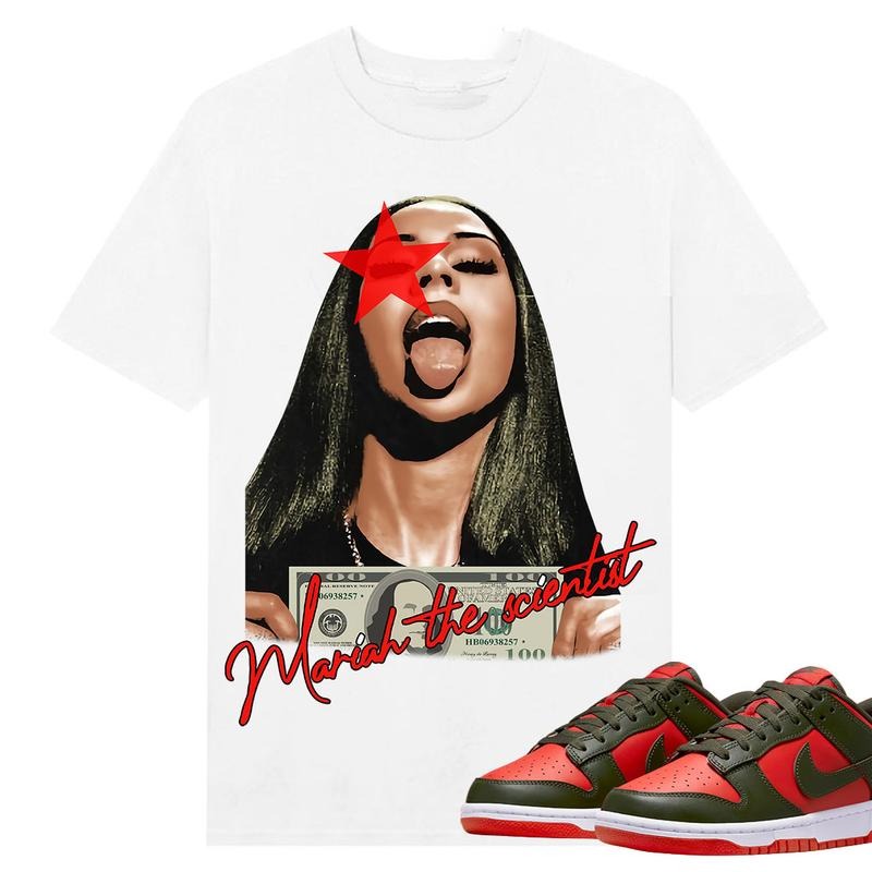 BIG FACE Mariahh The Scientist Red Star,, Shirt to match Dunk Low Mystic Red, Shirt to matching Sneaker