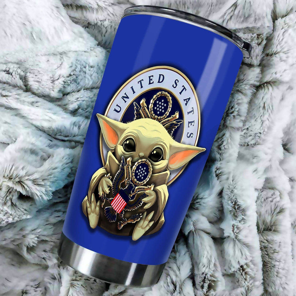 Baby Yoda USAF Tumbler Cup Custom U.S Air Force Stainless Steel