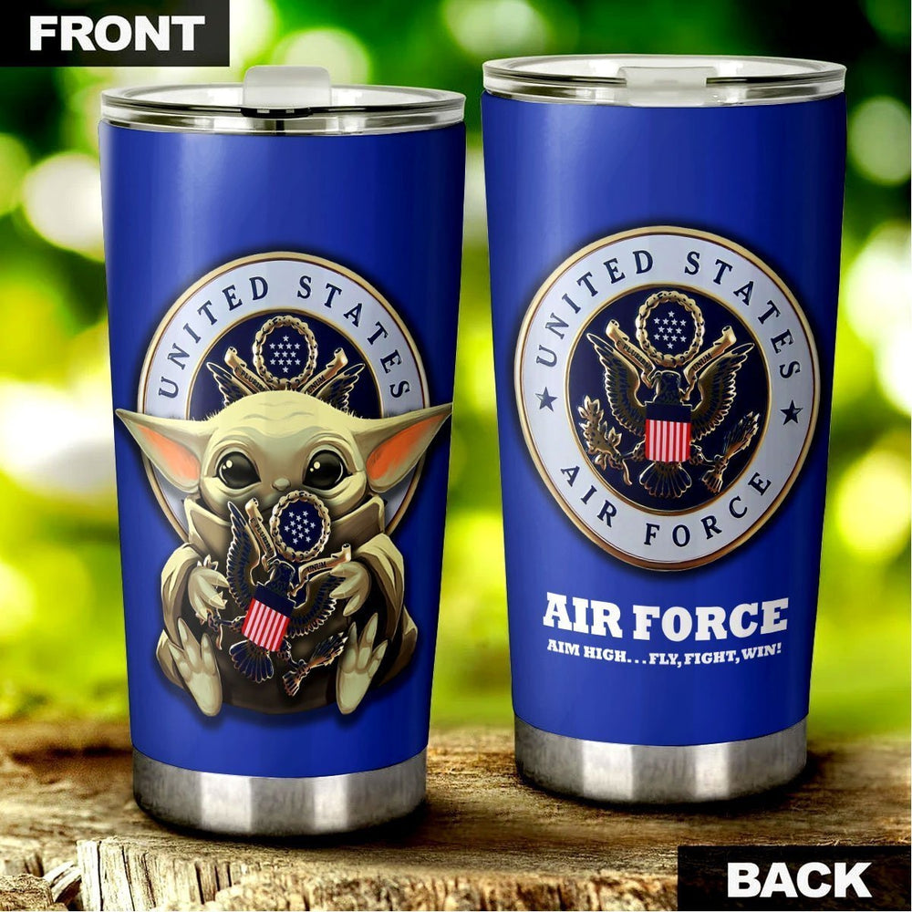 Baby Yoda USAF Tumbler Cup Custom U.S Air Force Stainless Steel