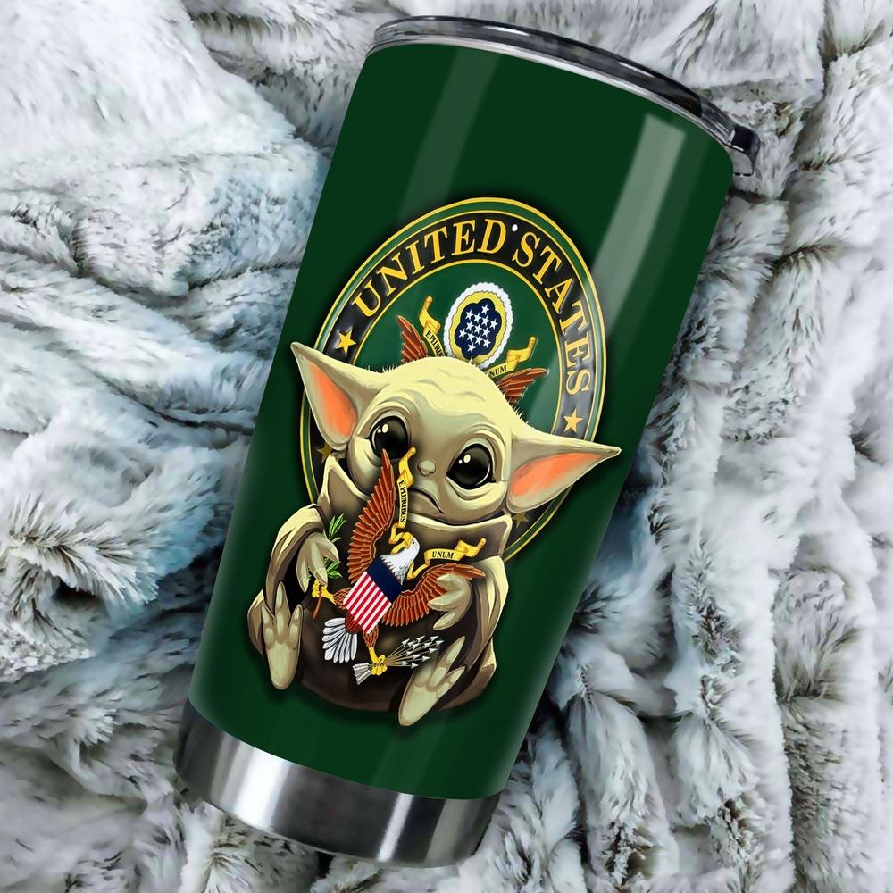 Baby Yoda U.S Army Tumbler Cup Stainless Steel