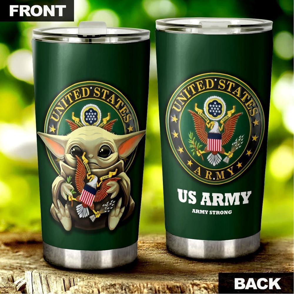 Baby Yoda U.S Army Tumbler Cup Stainless Steel