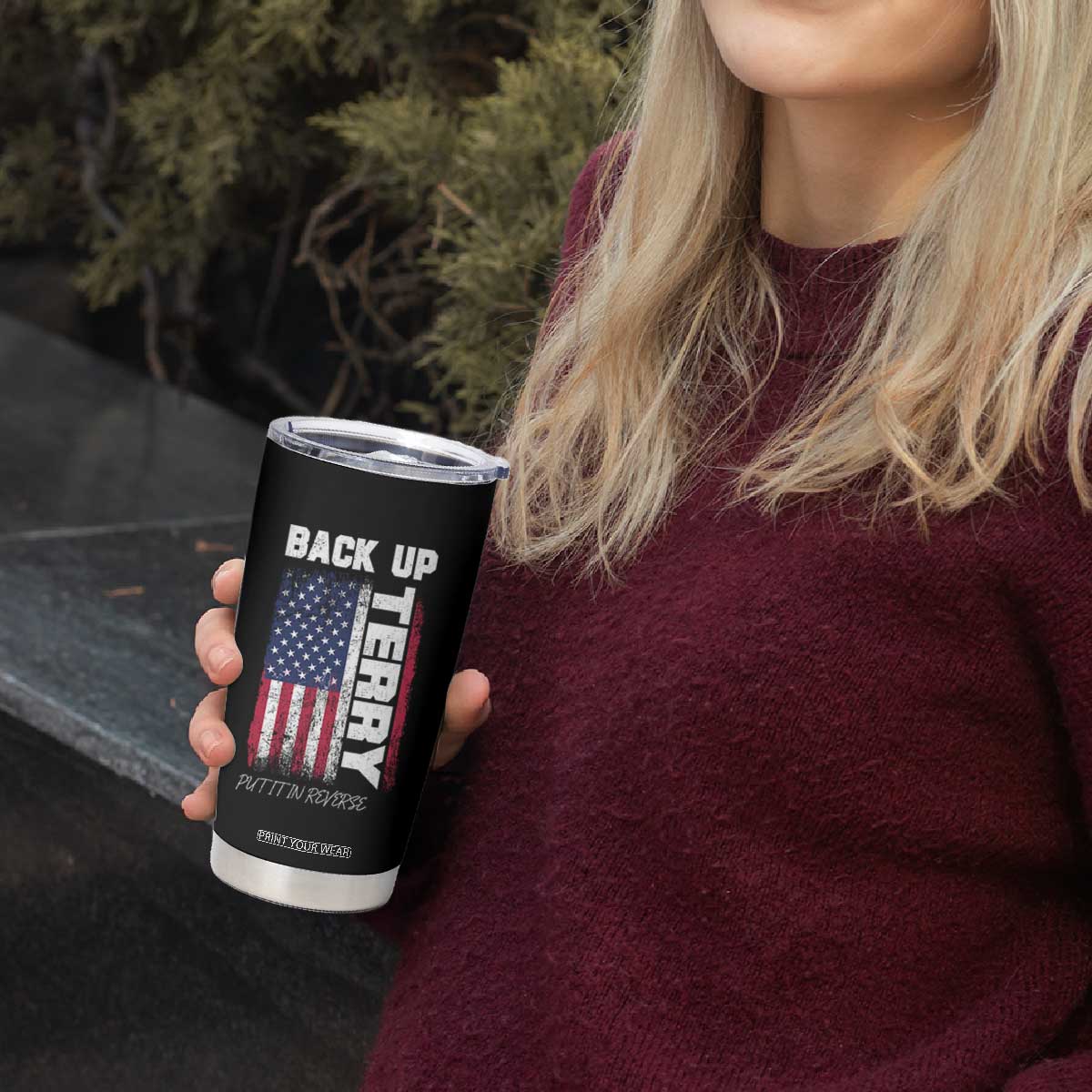 Back It Up Terry Put It In Reverse Tumbler Cup Funny 4th of July Patriotic American Flag TS10