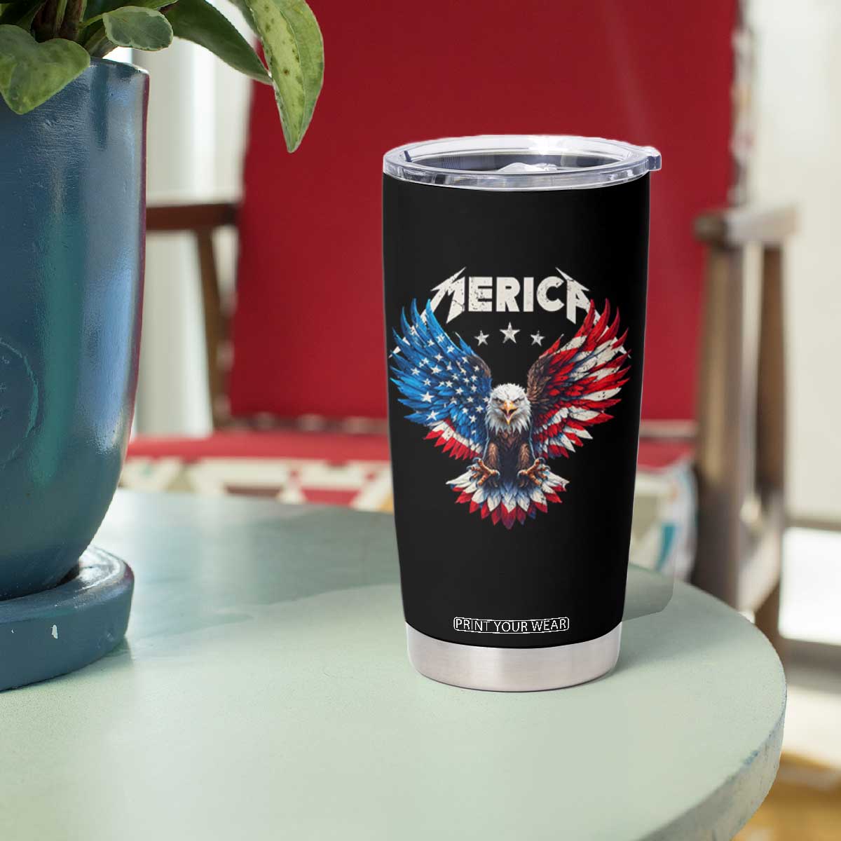 Bald Eagle Merica Tumbler Cup USA American Flag Patriotic 4th of July TS10