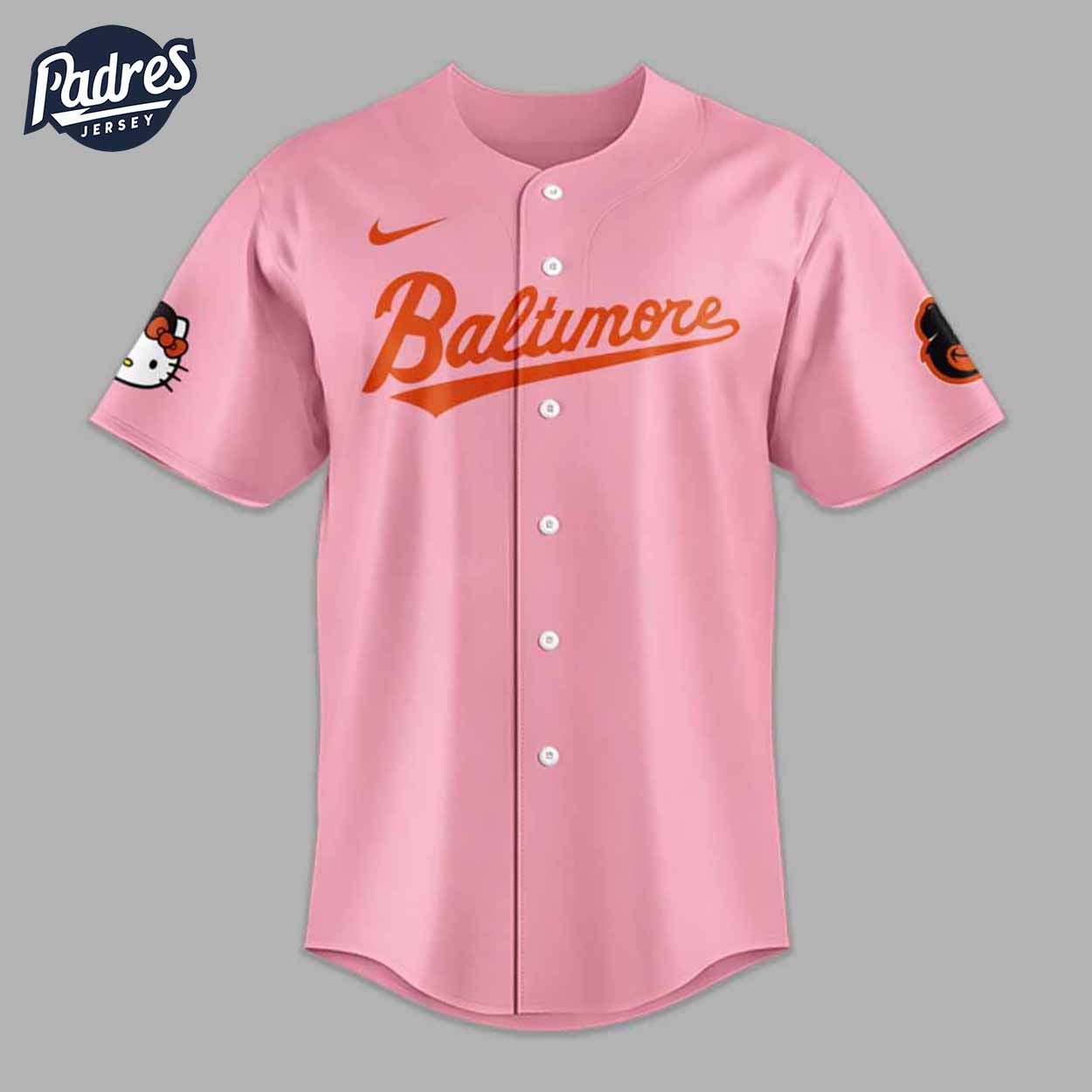 Baltimore Oriole Hello Kitty Pink Baseball Jersey - Padres Jersey Oasis: Elevate Your Baseball Style Game