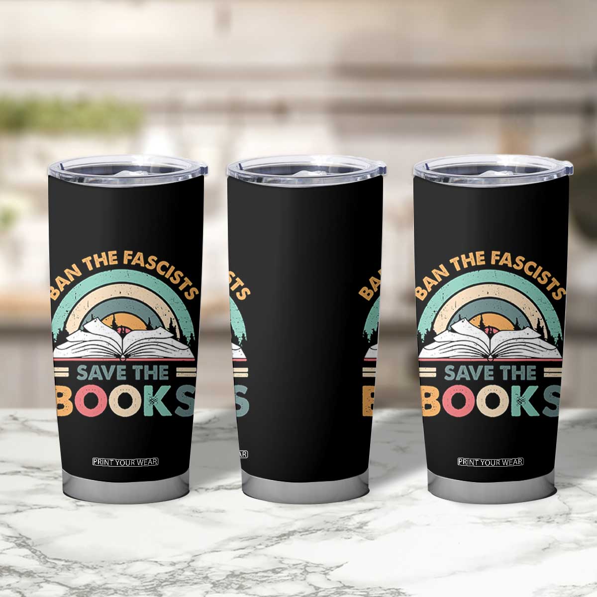 Ban The Fascists Save The Books Tumbler Cup Funny Book Lovers Librarian Book Nerd TS10