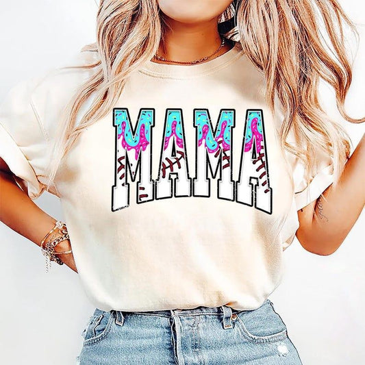 Baseball Mama Drip Varsity Glitter Tshirt, Brushstroke Baseball Coquette Tee, Game Day Baseball Shirt, Basseball Mama Dripping Top Womenswear