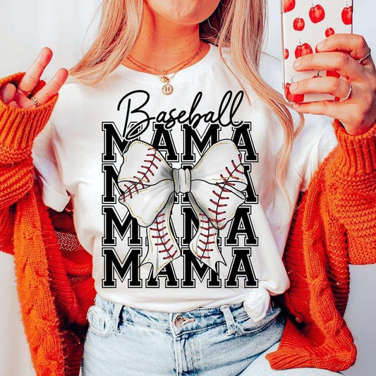 Baseball Mama T-shirt, Coquette Bow Tshirt, Baseball Bow Tshirt, Baseball Mom, Retro Baseball Game Day Tshirt