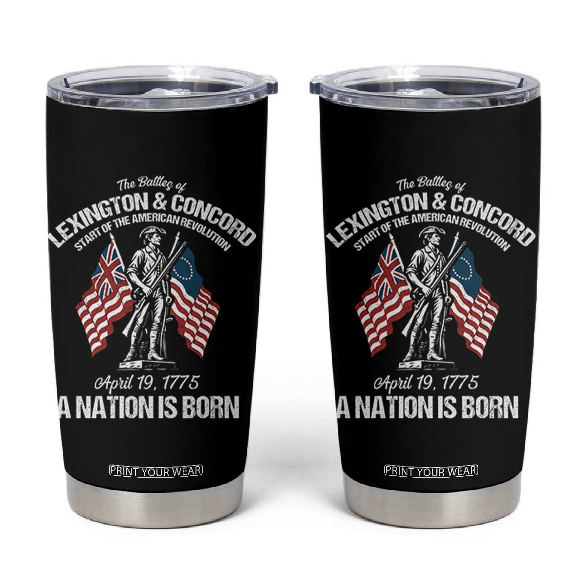 Battle of Lexington and Concord Tumbler Cup American Revolution April 19 1775 Patriotic TS02