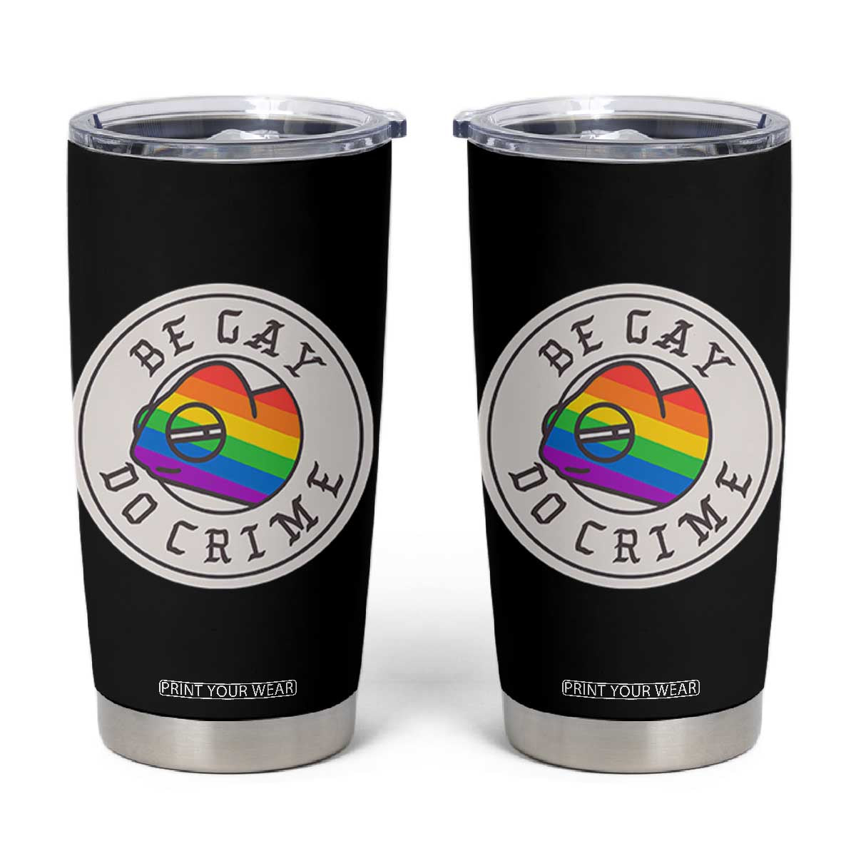 Be Gay Do Crime Rainbow Chameleon LGBTQ Pride Flag Tumbler Cup TS10