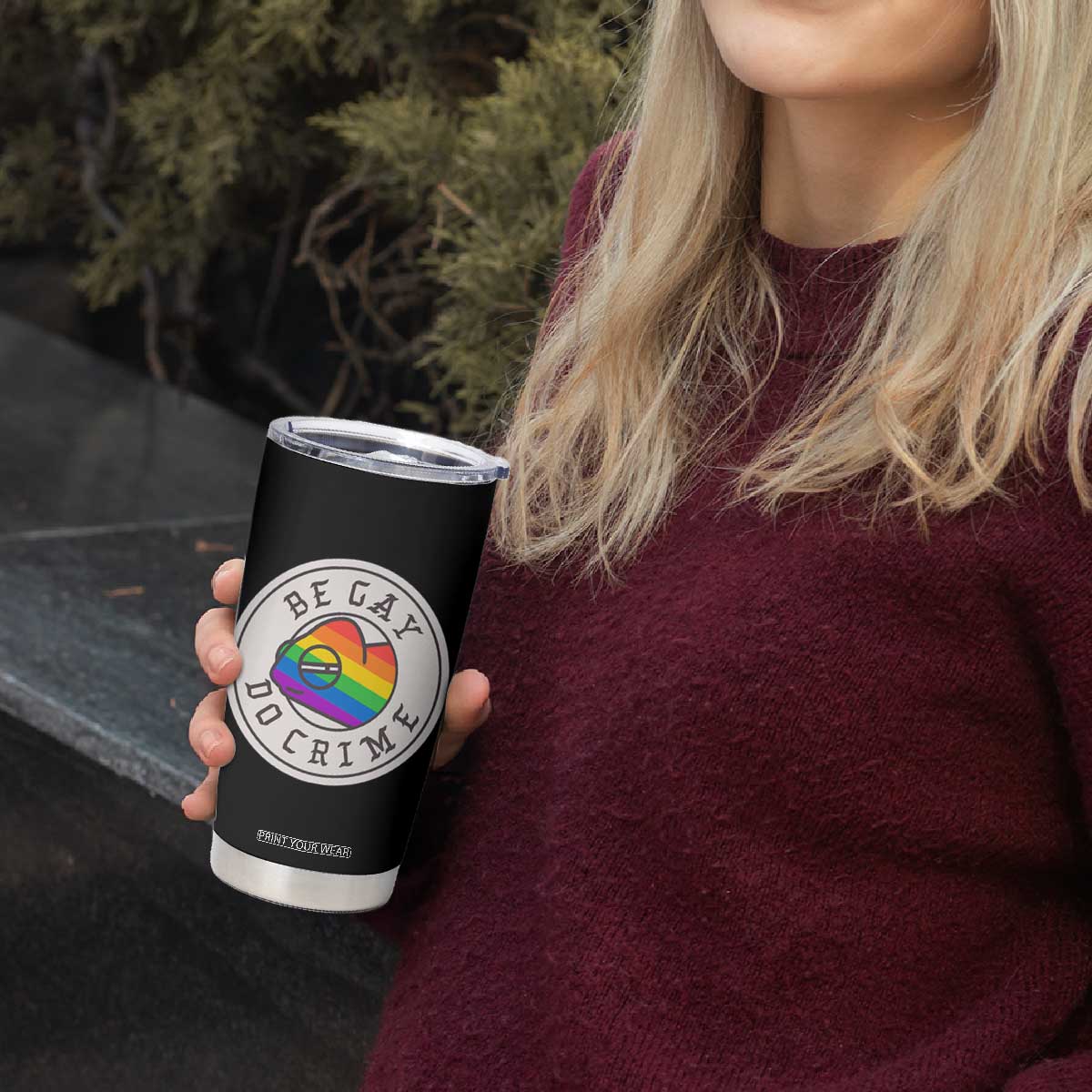 Be Gay Do Crime Rainbow Chameleon LGBTQ Pride Flag Tumbler Cup TS10