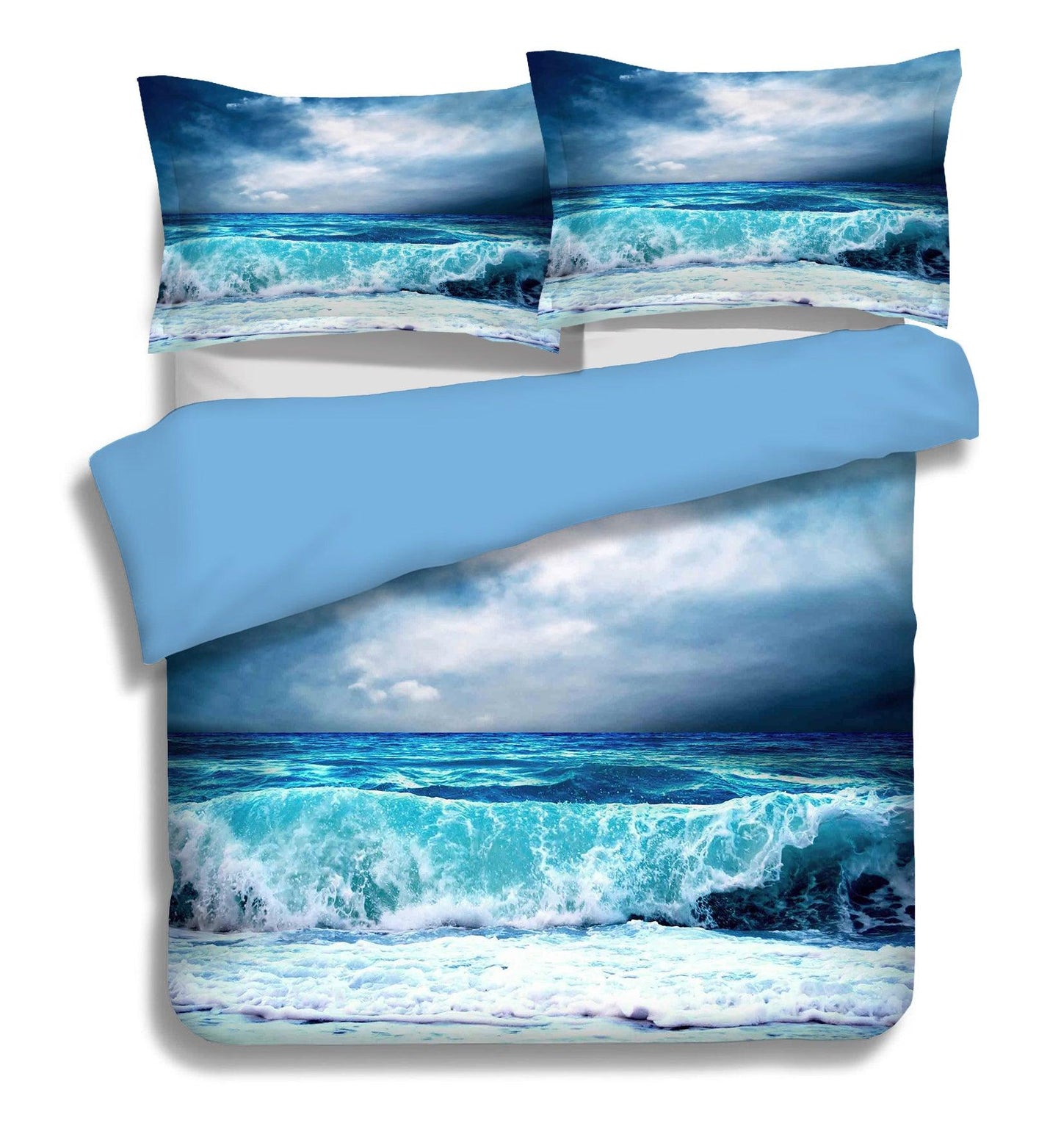 3D Blue Sea Wave Quilt Cover Set Bedding Set Pillowcases 76
