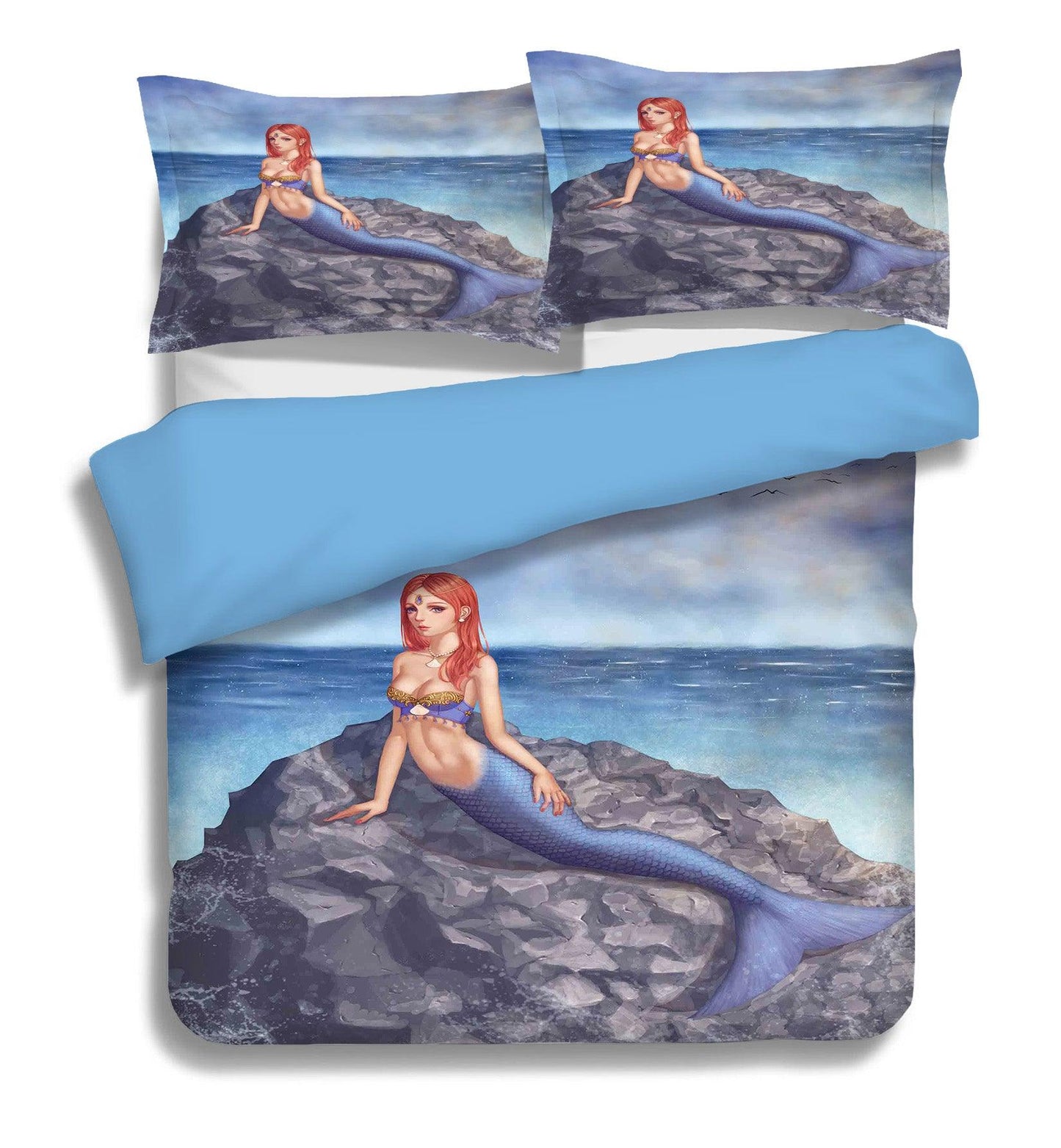 3D Blue Sea Mermaid Reef Quilt Cover Set Bedding Set Pillowcases 12