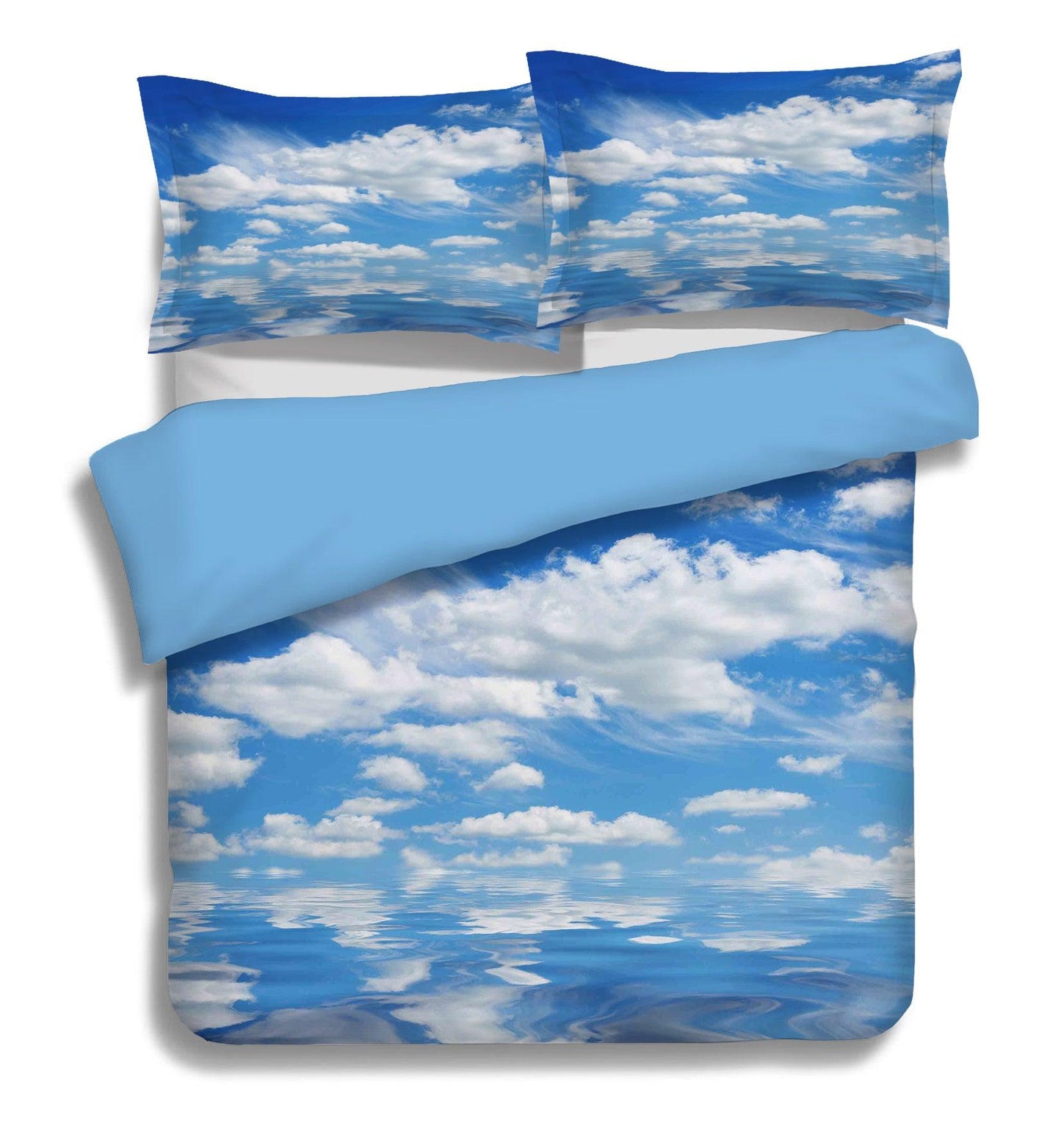 3D Blue Sky White Clouds Water Quilt Cover Set Bedding Set Pillowcases 92