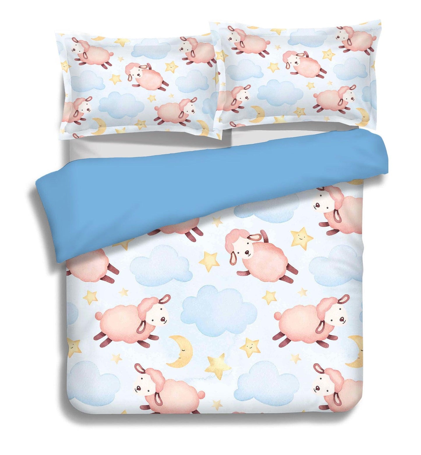3D Blue Sheep Star Clouds Quilt Cover Set Bedding Set Pillowcases 56