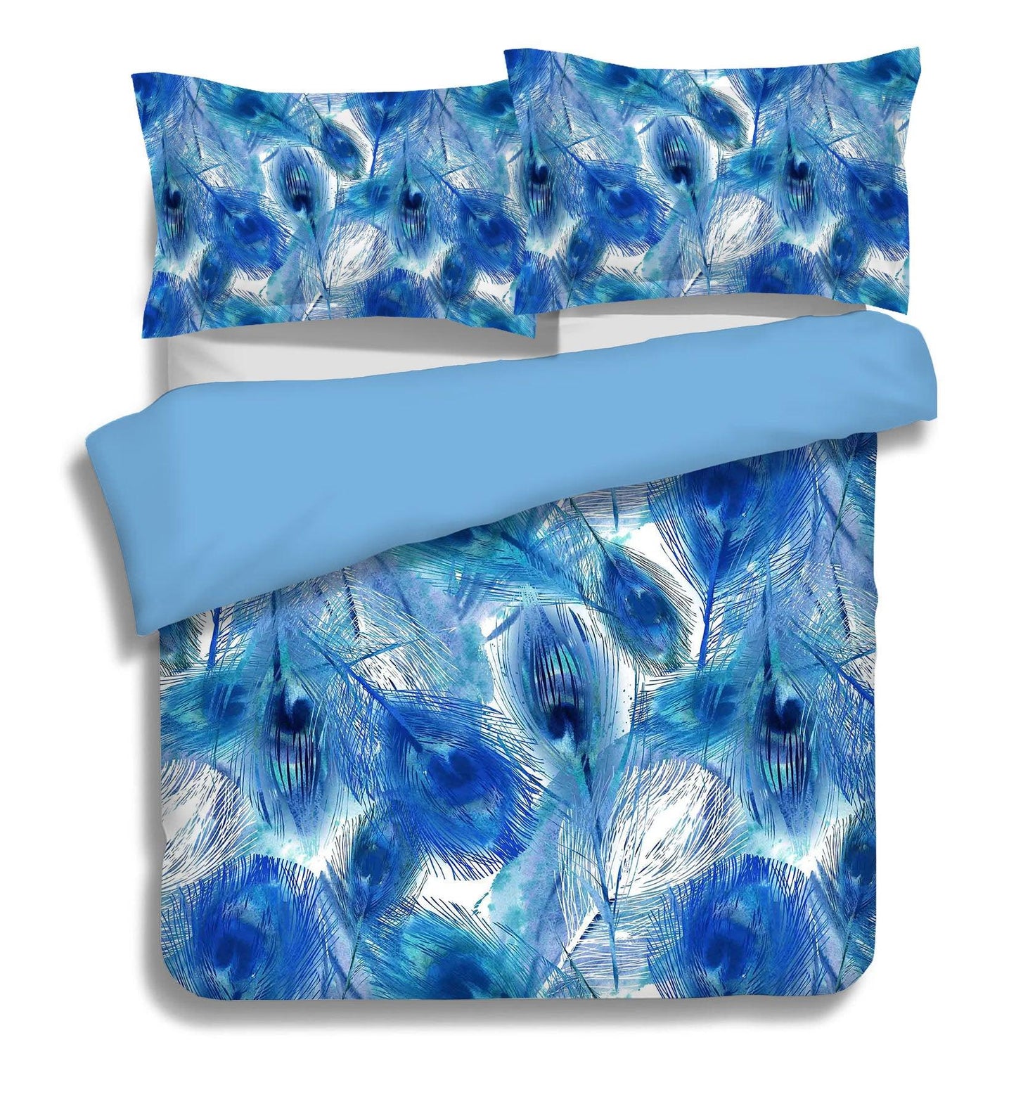 3D Blue Peacock Feather Quilt Cover Set Bedding Set Pillowcases 42