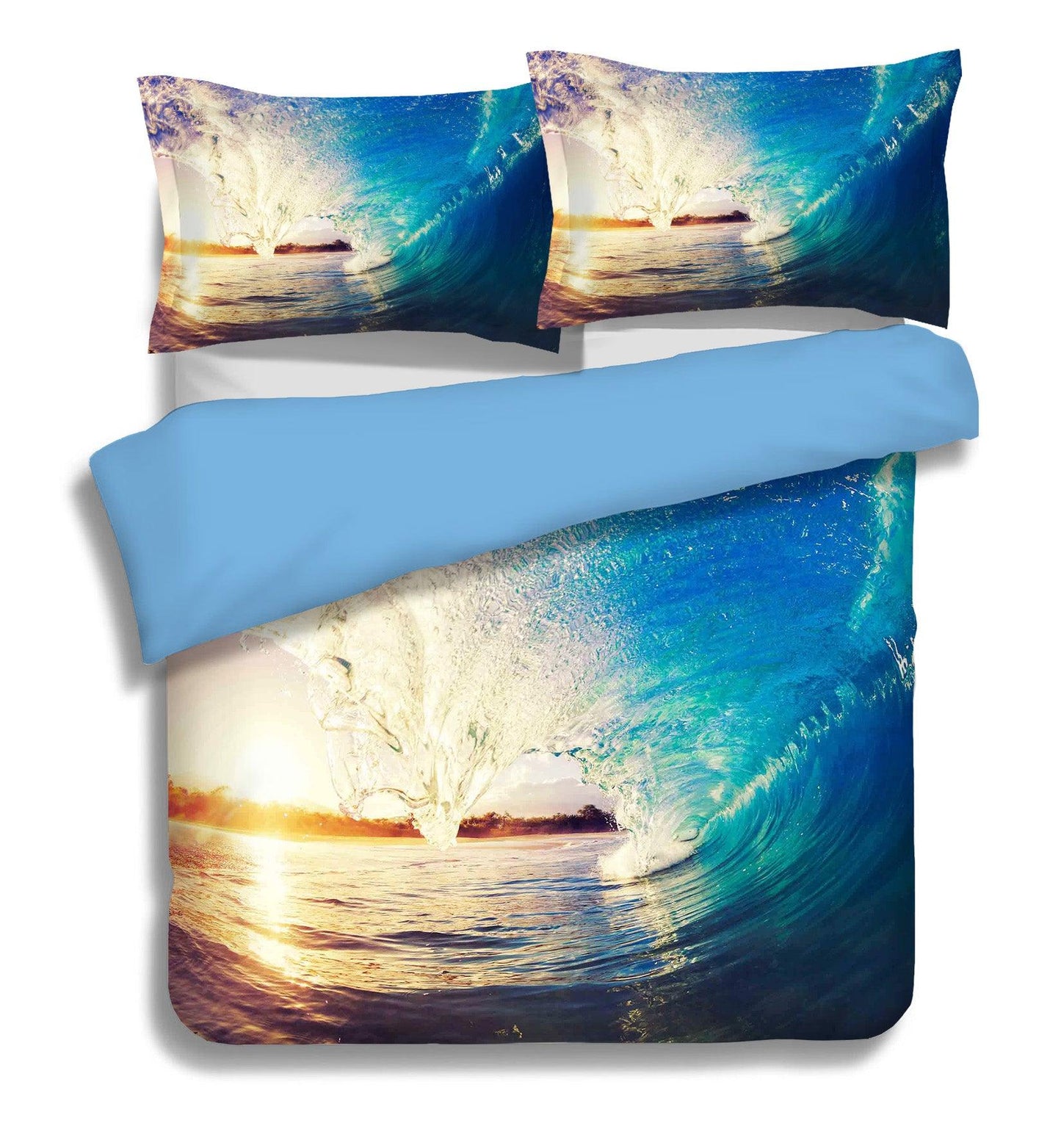 3D Blue Sea Wave Quilt Cover Set Bedding Set Pillowcases 41