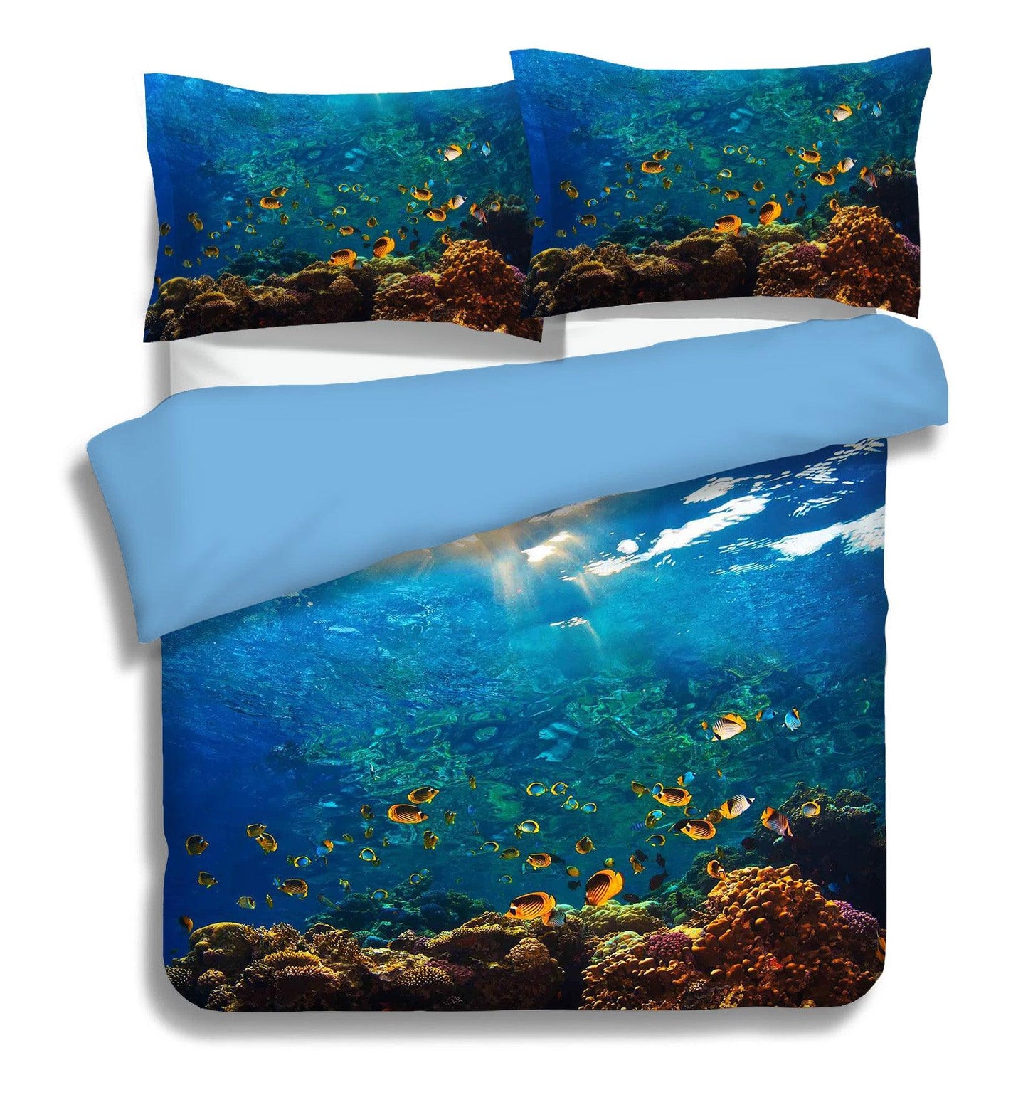 3D Blue Seabed Fish Coral Quilt Cover Set Bedding Set Pillowcases 18