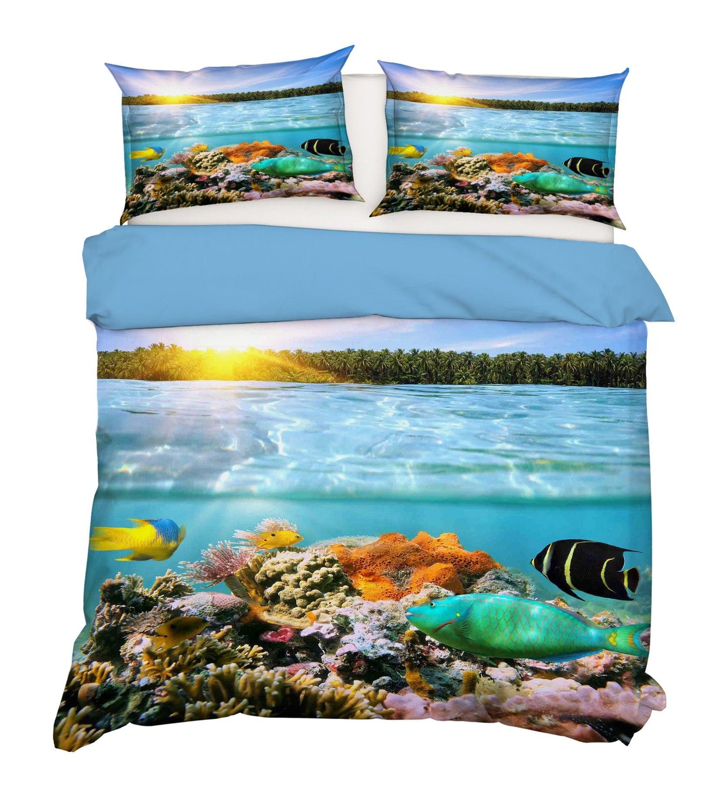 3D Blue Sea Coral Fish Forest Quilt Cover Set Bedding Set Pillowcases 06