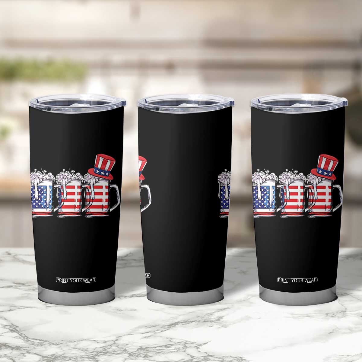 Beer American Flag 4th of July Tumbler Cup Merica Drinking USA TS10