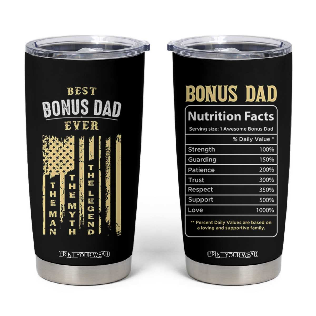 Best Bonus Dad Ever Tumbler Cup Funny Step Dad American Flag Fathers Day TB10
