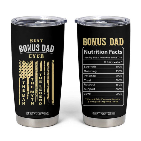 Best Bonus Dad Ever Tumbler Cup Funny Step Dad American Flag Fathers Day TB10