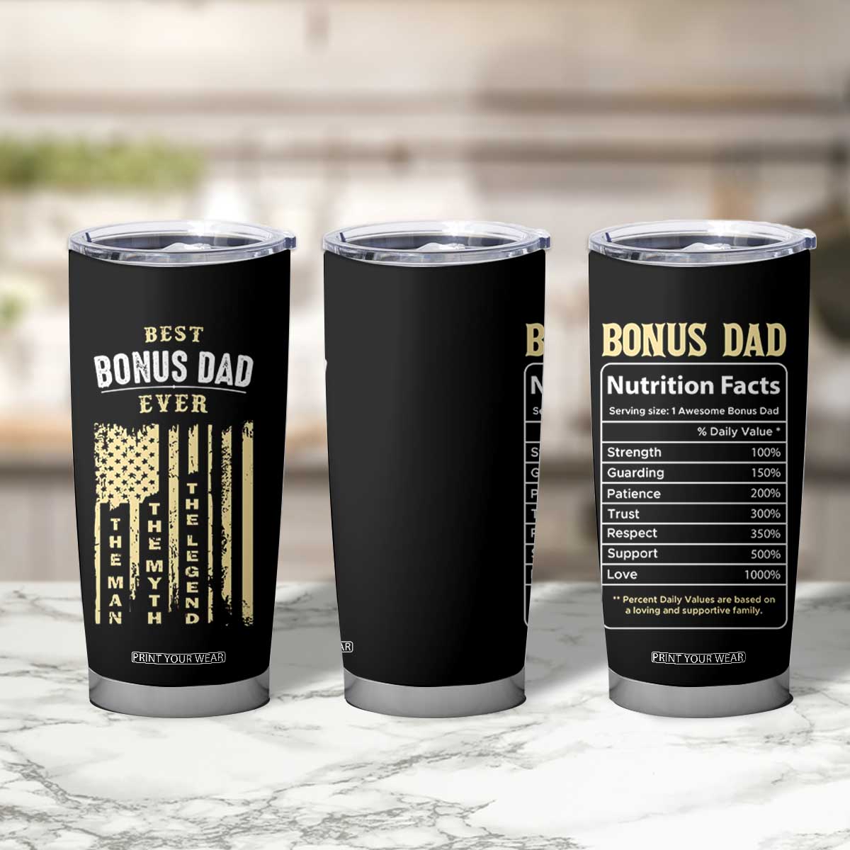 Best Bonus Dad Ever Tumbler Cup Funny Step Dad American Flag Fathers Day TB10