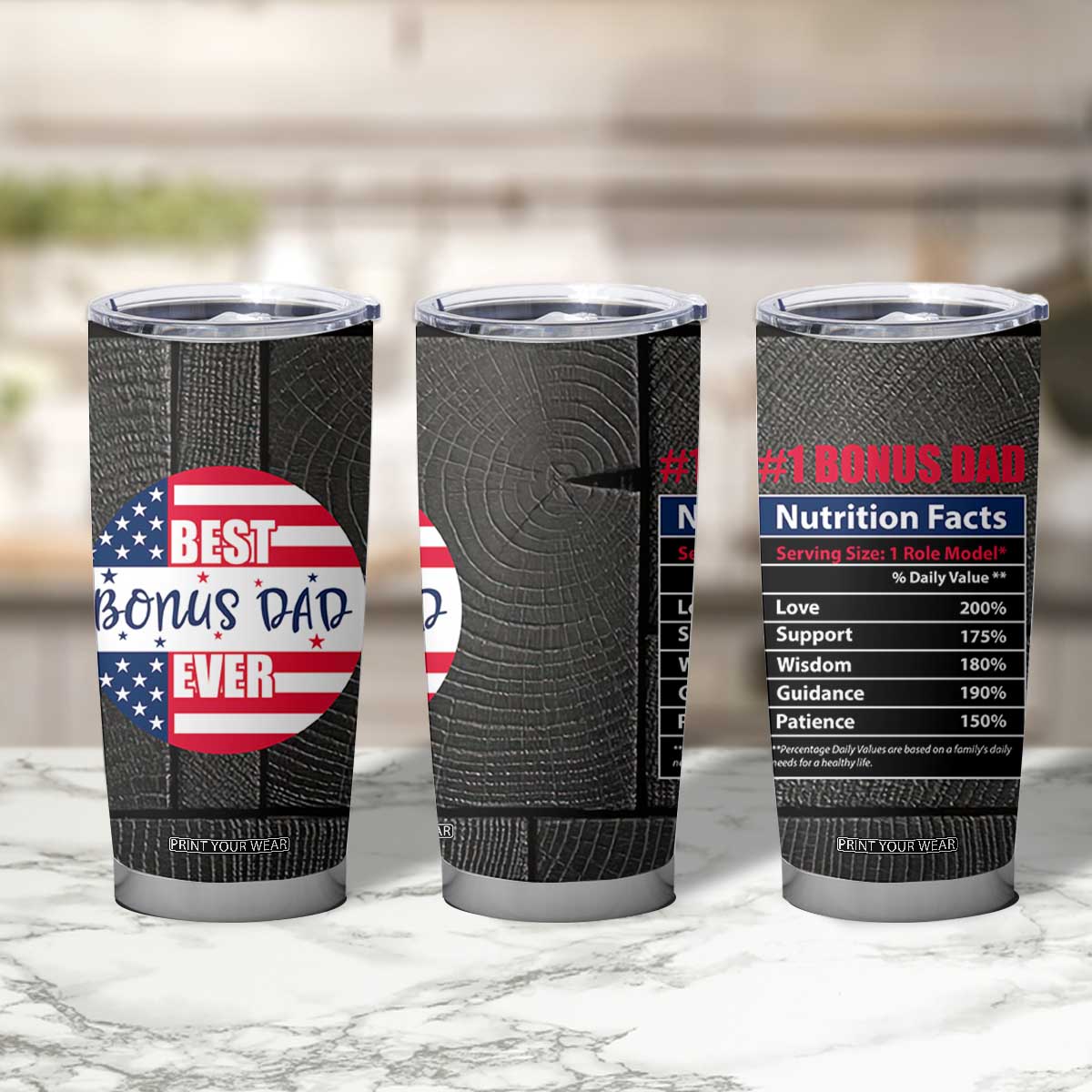 Best Bonus Dad Ever Tumbler Cup Step Dad American Flag TB10