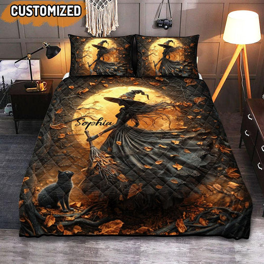Beware, The Witching Hour Is Here Personalized Name Quilt Bedding Set