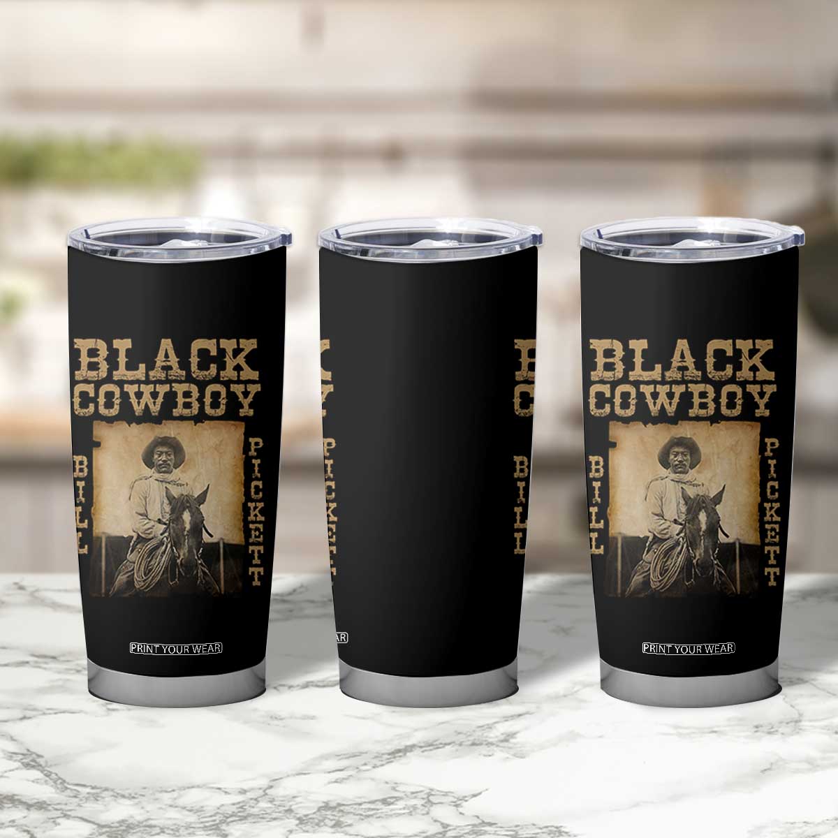 Bill Pickett Tumbler Cup Black Cowboy Western Legend Vintage TS02