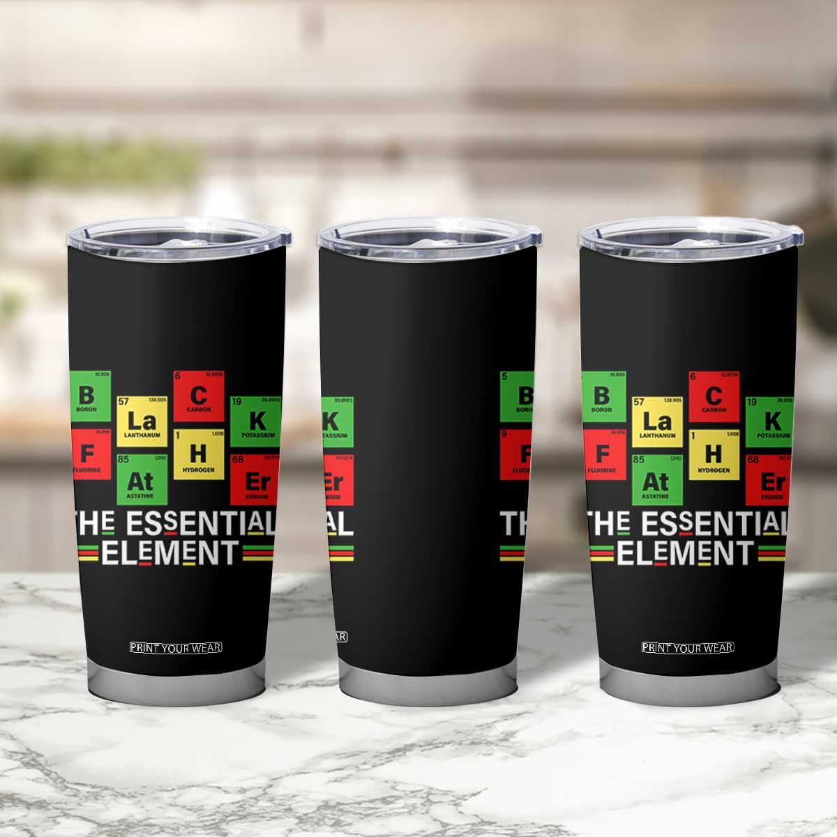 Black Father The Essential Element Tumbler Cup Father's Day Juneteenth Chemistry Periodic Table TS11