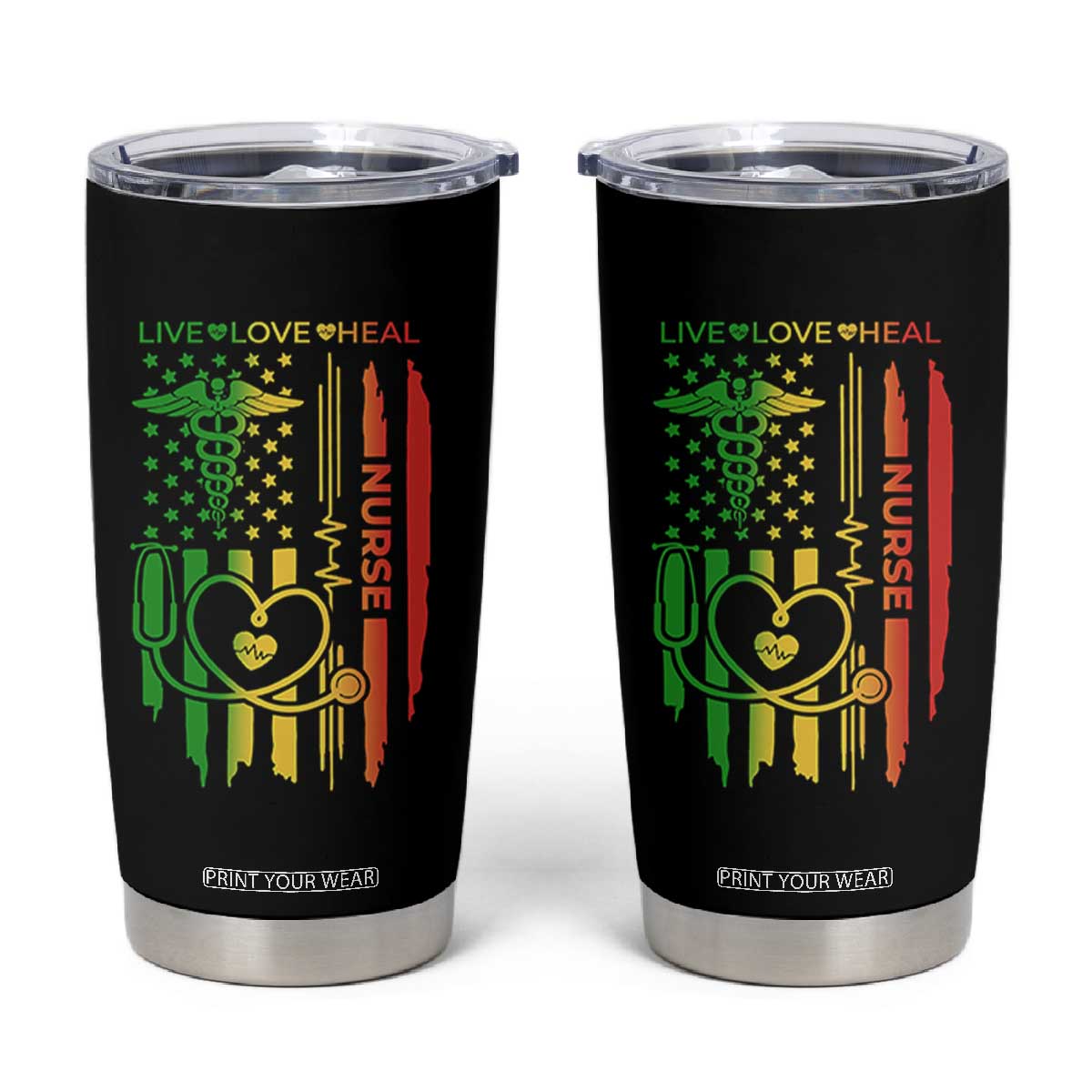 Black Nurse Tumbler Cup American Flag Proud Afro African Women Melanin Pride TS10