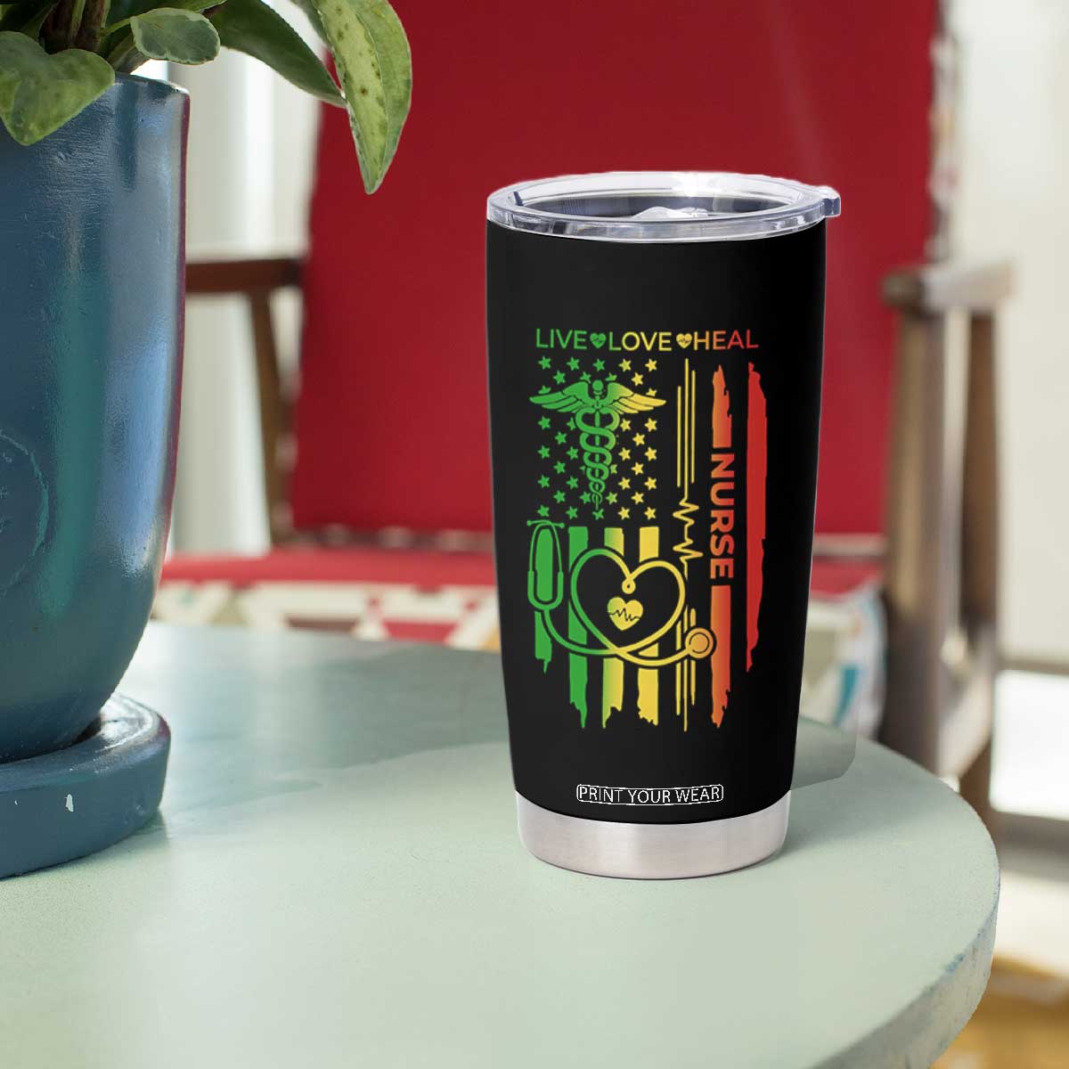 Black Nurse Tumbler Cup American Flag Proud Afro African Women Melanin Pride TS10
