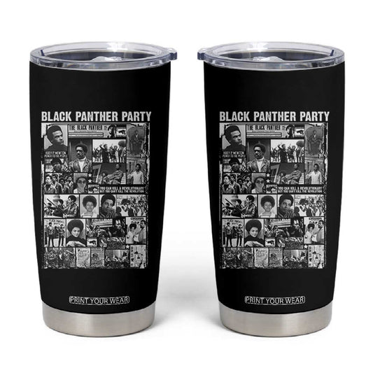 Black Panther Party Collage Tumbler Cup Revolutionary Tribute to Huey P. Newton Movement Legacy TS02