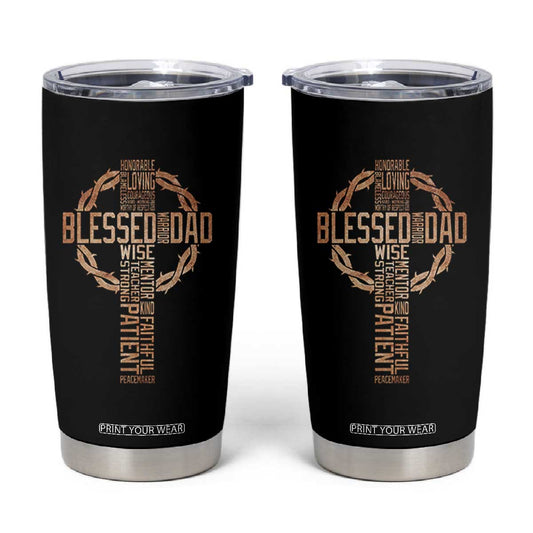 Blessed Dad Christian Tumbler Cup Religious Cross Fathers Day TS11
