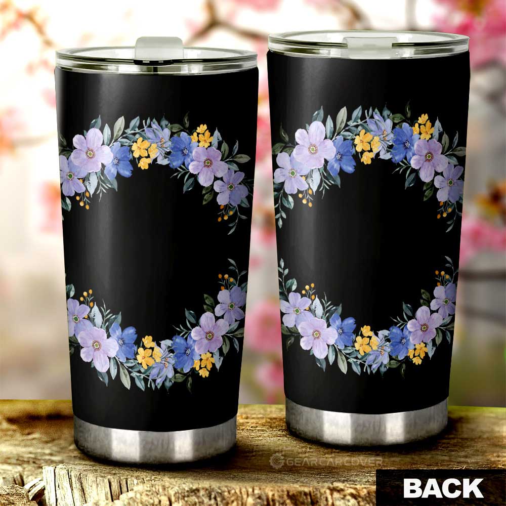 Blue Flowers Tumbler Cup Custom Personalized Name Car Interior Accessories