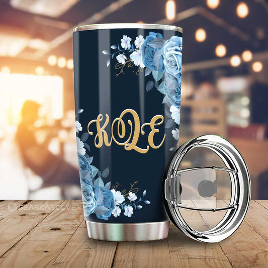 Blue Rose Tumbler Cup Custom Personalized Name Car Interior Accessories