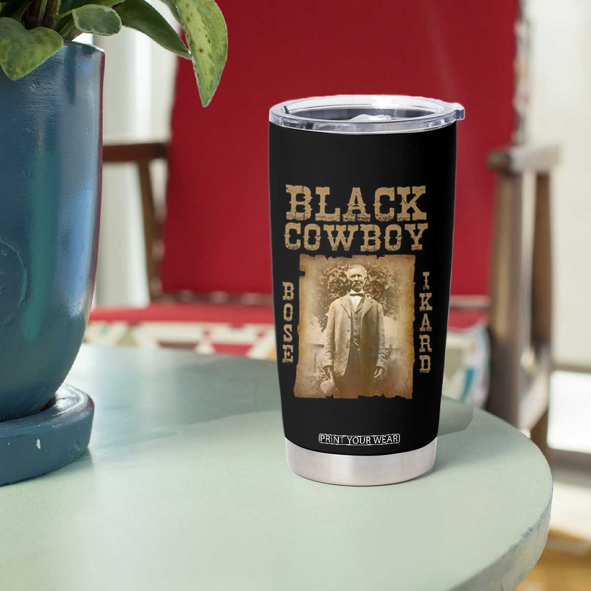 Bose Ikard Tumbler Cup Black Cowboy Western Legend Vintage TS02