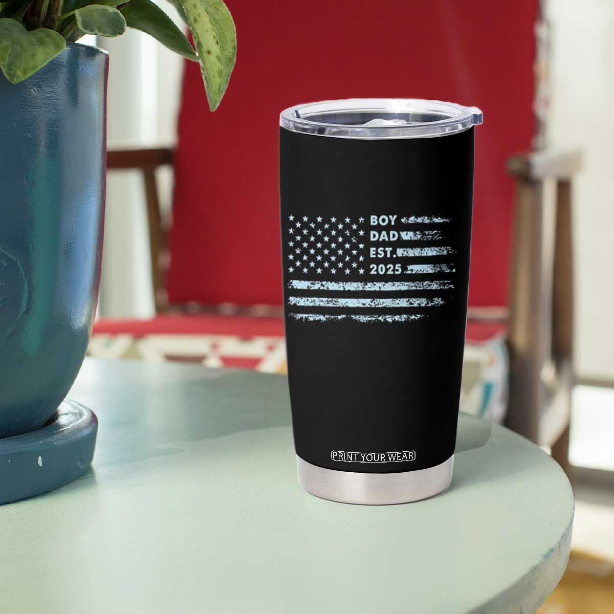 Boy Dad Est 2025 Tumbler Cup American Flag First Fathers Day TS10
