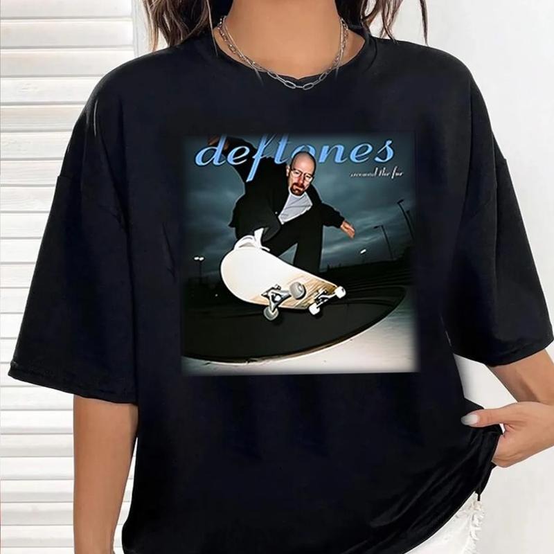 Breaking Bad Walter White Skateboarding T-Shirt, Deftones Around The Fur Meme Shirt Oversized Cotton Washed Tee, 90s Grunge