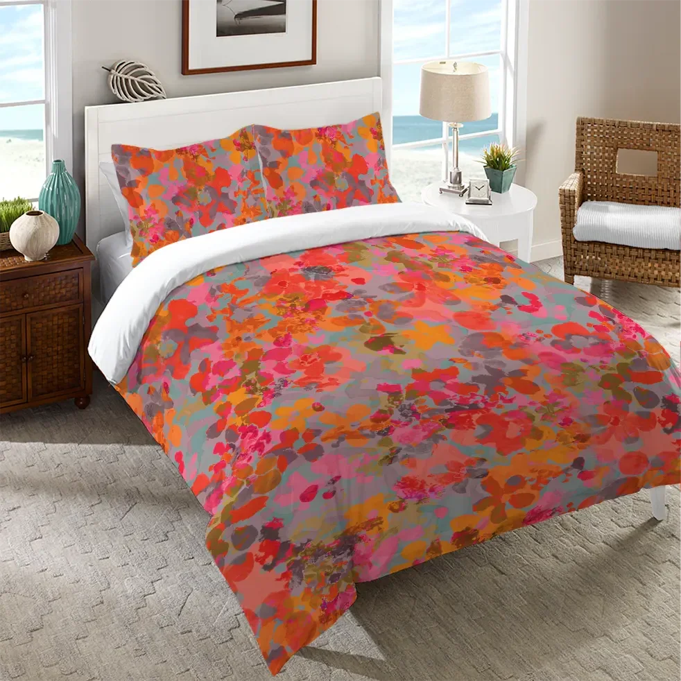 Bright Garden Duvet Cover Bedding Set | Personalized 3-pc Duvet Cover With Pillowcases