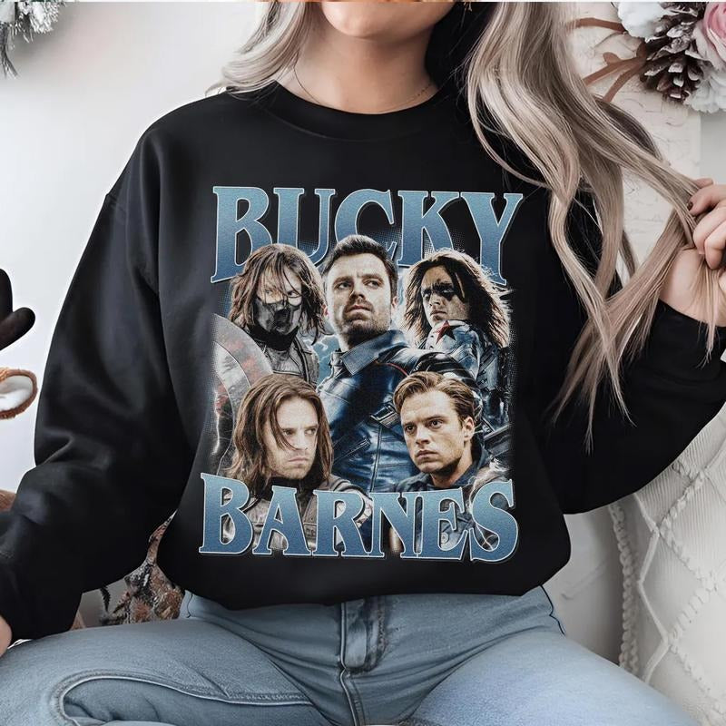 Bucky Banner Winter Soldier Vintage Sweatshirt, Bucky Banner T-Shirt, Sebastian Stan Sweatshirt, Winter Soldier Gift For Movies Lovers