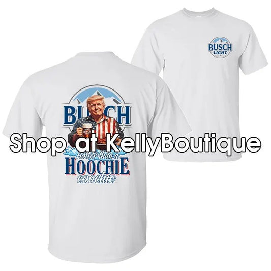 Busch Light MAGA Trump with BBQ Hotter than a Hoochie Coochie 4th of July Shirt, Independence Day Patriotic Unisex Cotton T-shirt for Men for Women