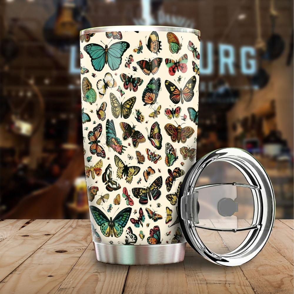 Butterfly Pattern Tumbler Stainless Steel