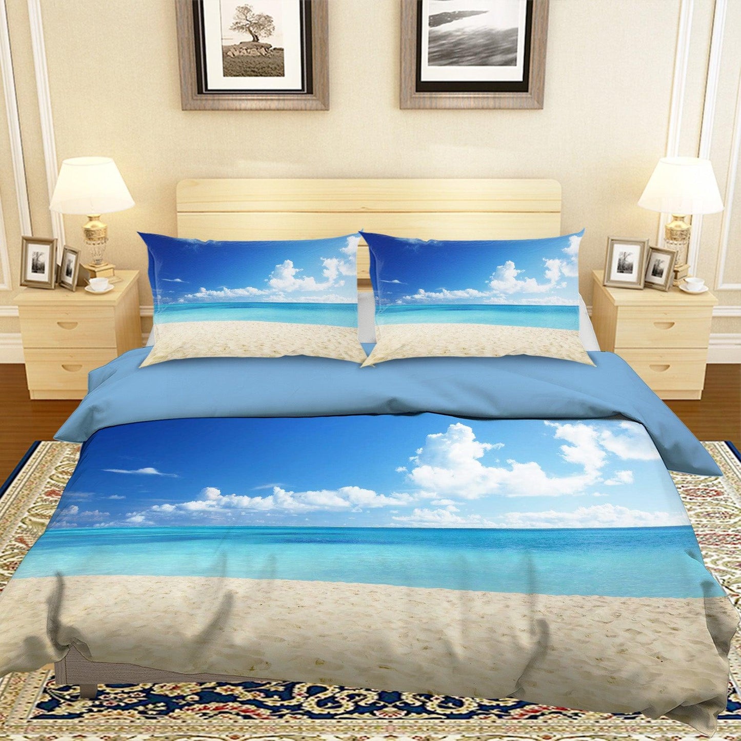 3D Blue Sky Sea Beach Quilt Cover Set Bedding Set Pillowcases 15