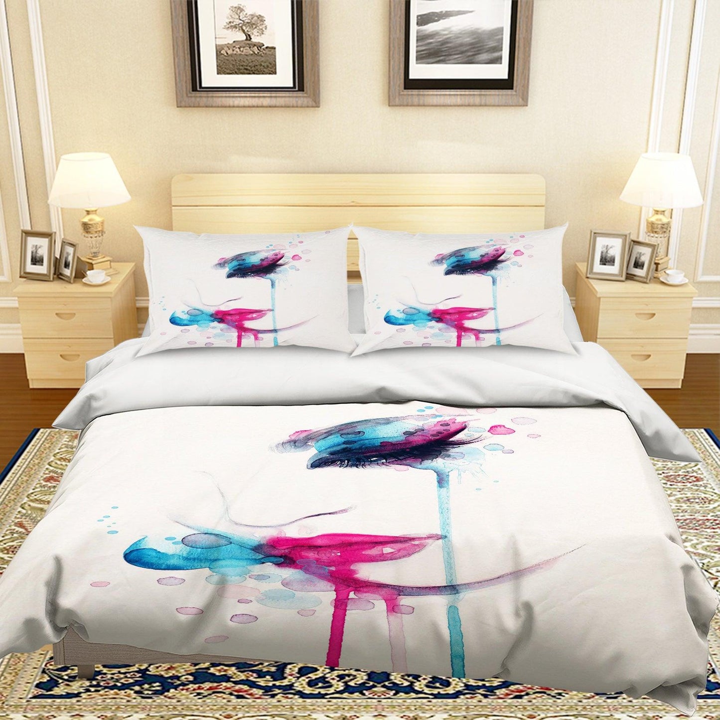 3D Beauty Woman Female Watercolor Quilt Cover Set Bedding Set Pillowcases 27
