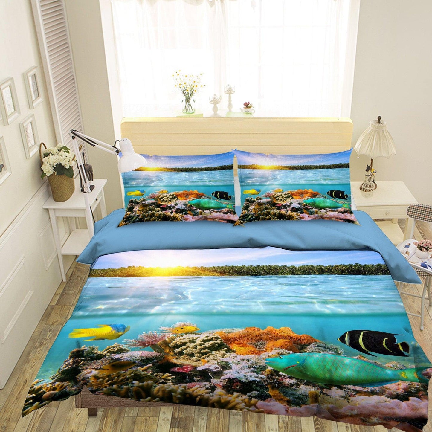 3D Blue Sea Coral Fish Forest Quilt Cover Set Bedding Set Pillowcases 06