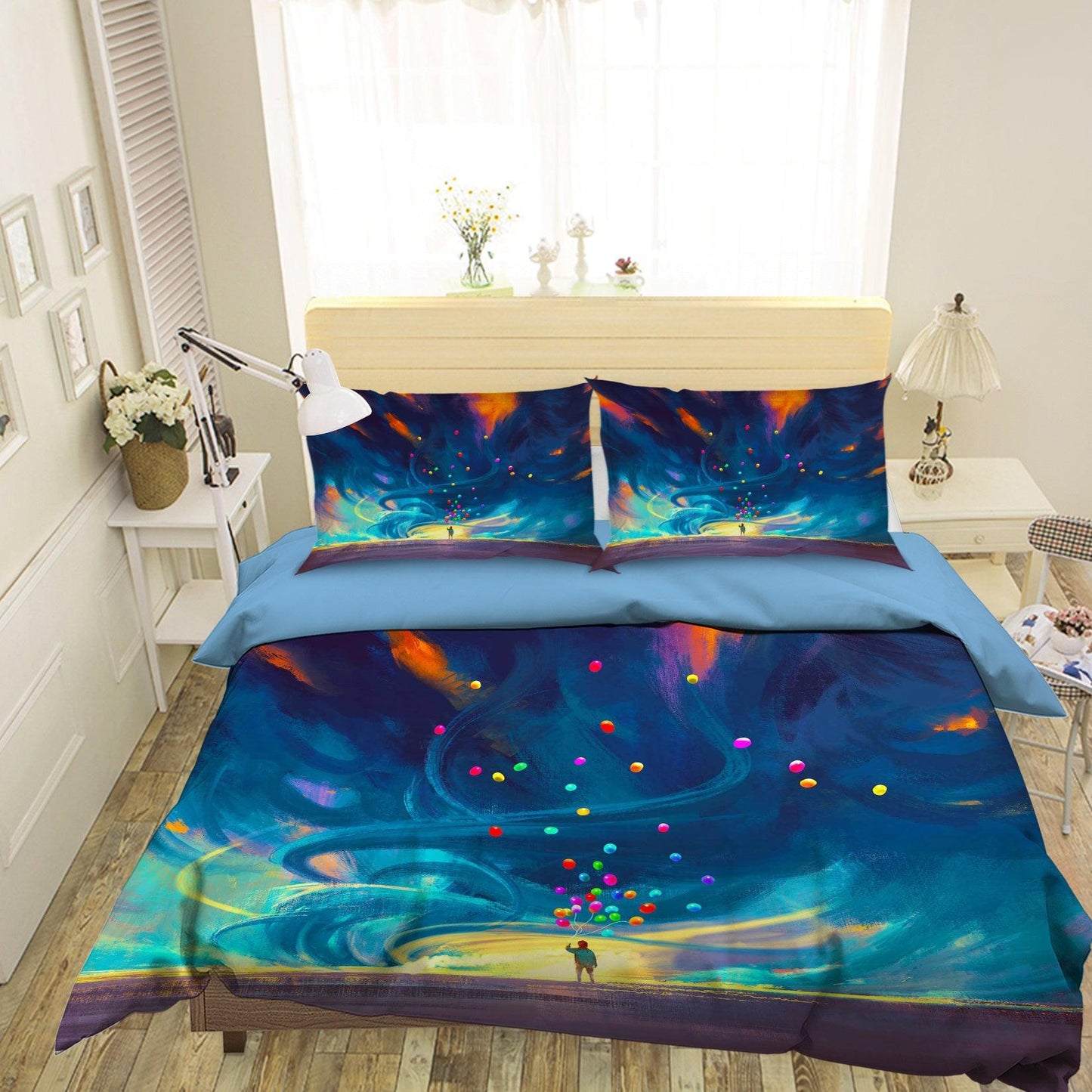 3D Blue Watercolor Balloon Quilt Cover Set Bedding Set Pillowcases 44