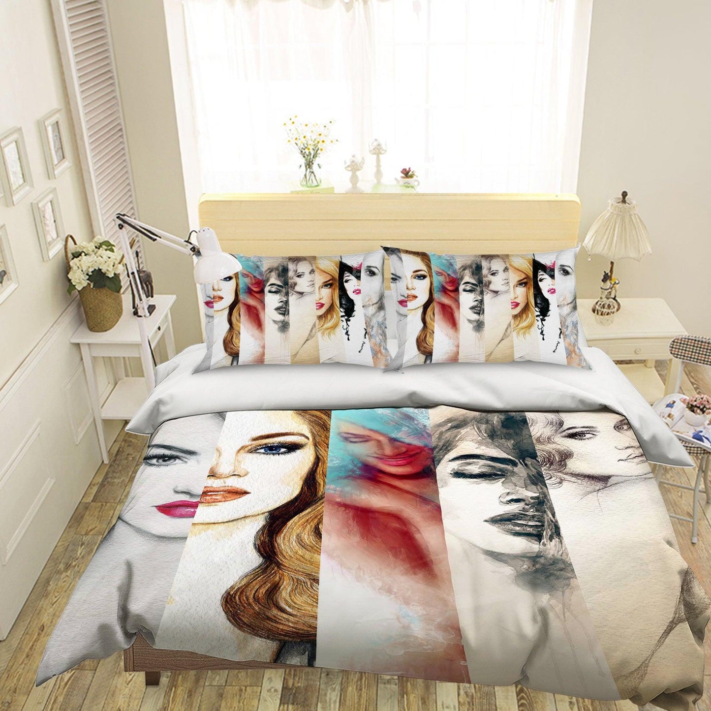 3D Beauty Female Women Quilt Cover Set Bedding Set Pillowcases 96